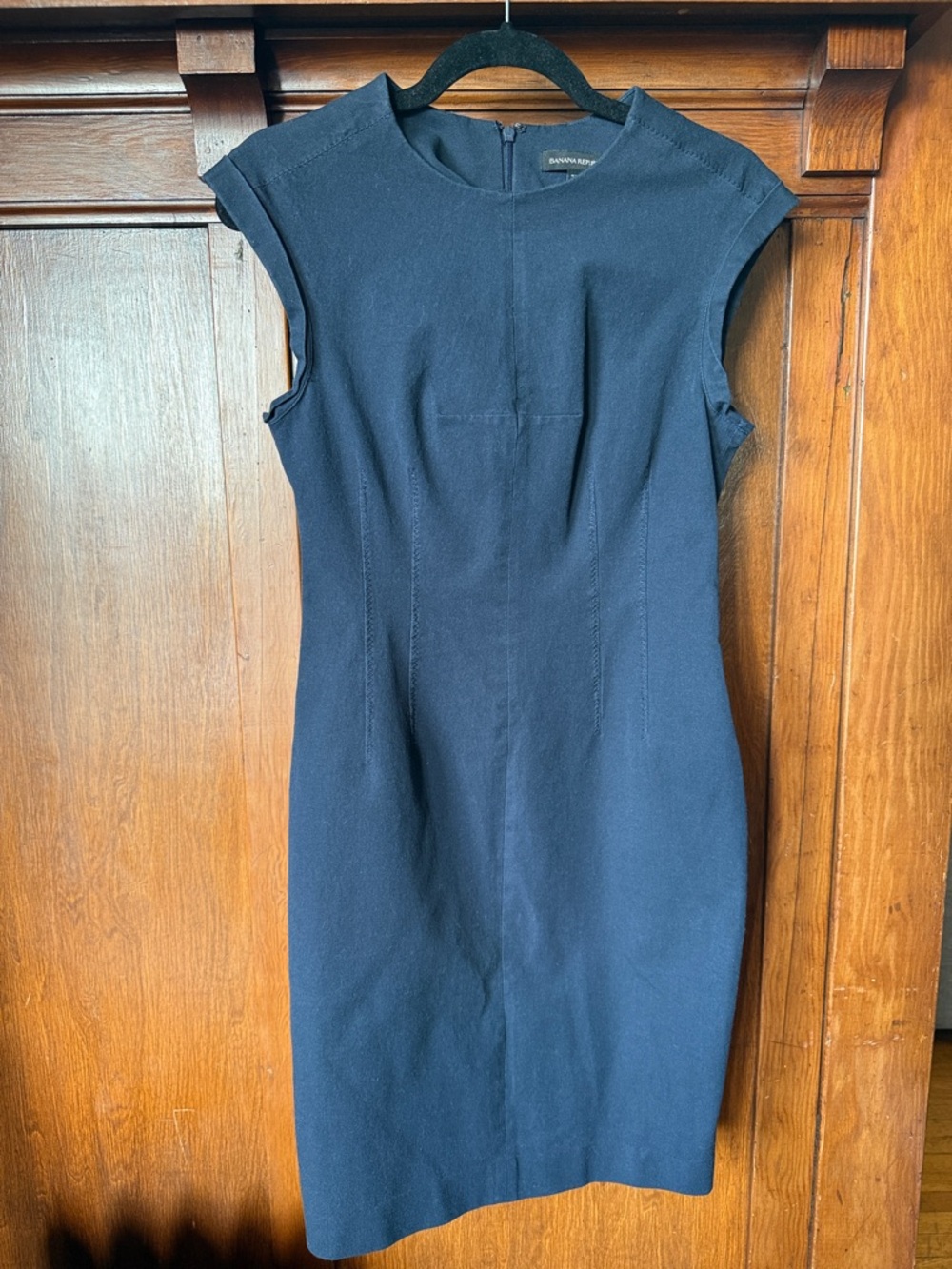 Banana Republic Navy Cap Sleeve Midi Sheath Dress